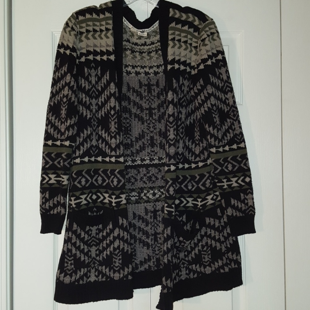 Roxy Open Front Aztec Print Cardigan Size Xs - image 1